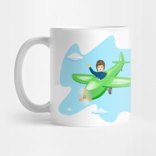 Pilot boy flying on an airplane Mug
